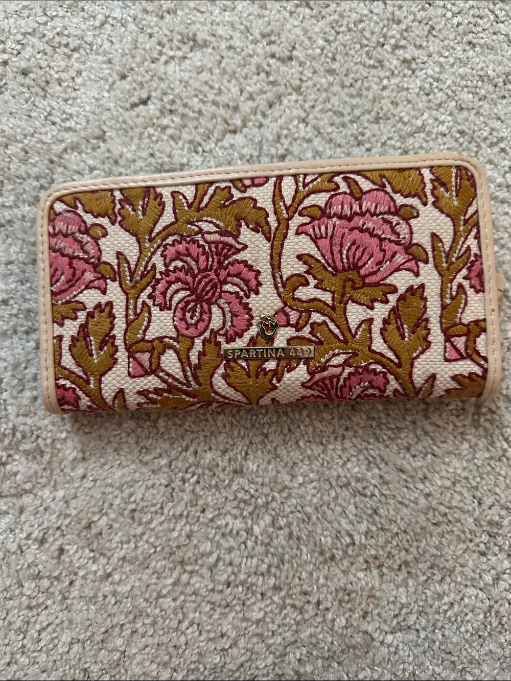 Spartina 449 Pink and Olive Floral Zip-Around Wallet